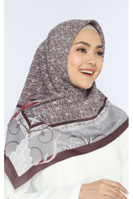 Hijab Segi Empat  Voal Ultrafine Lasercut Rosela Brown